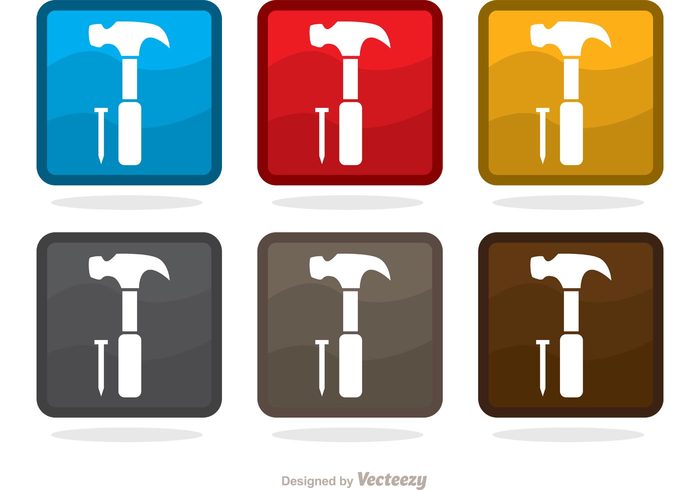 worker work tools tool icon tool repair object nail icon nail metal isolated industry Improvement Handyman Handy hand hammer and nail hammer equipment construction Construct Carpentry builder Build 