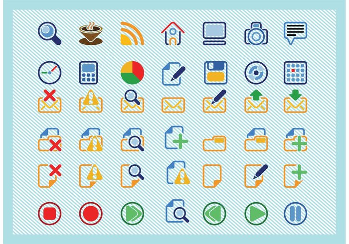 zoom write web icon symbol speech bubble screen RSS paper icons home floppy disk feed DVD cup computer coffee clock CD camera calculator 