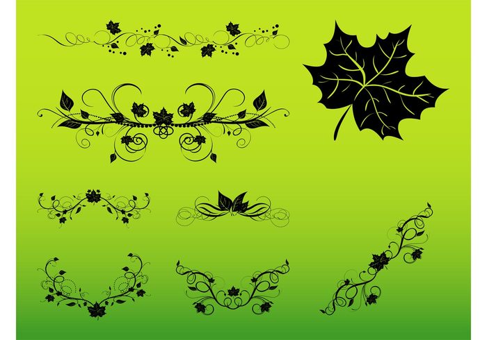 swirling Stems spirals silhouettes plants nature lines leaves flowers floral Fall decorations abstract 