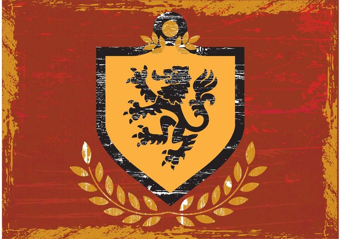 shield lion laurel knight king insignia heraldry heraldic grunge emblem crest coat of arms Blazon beast badge Armory antique animal 
