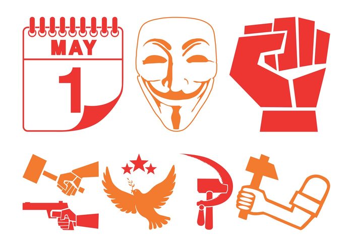 revolution Rebellion Raised fist Politics pigeon peace May revolution mask hammer and sickle hammer Guy fawkes gun Fight dove communism Clenched fist calendar anonymous 