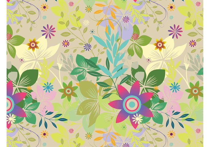 wallpaper tropical Stems seamless pattern plants petals nature leaves flowers floral exotic colorful blossoms background  