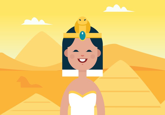 young woman vector treasures symbol sun style sign shiny Scarab sand Ra queen portrait Pharaoh person people ornament illustration history historical golden gold figure face eye egyptian egypt Earring design culture crown cleopatra character Bet beautiful bastet background art Anubis antique Ankh ancient 