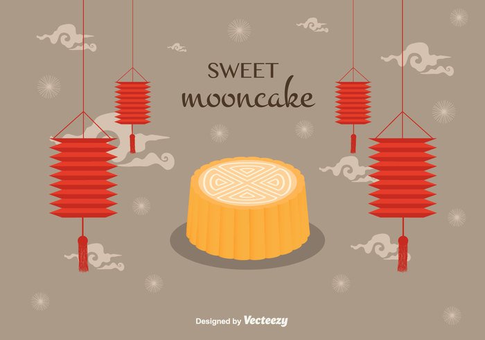vector traditional sweet restaurant mooncake moon cake free food festive festival dessert chinese celebration cake bakery asia 