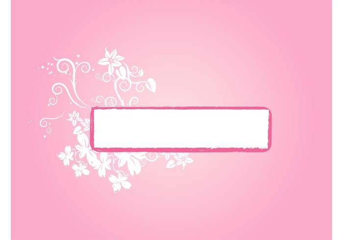 template Stems spring rectangle plants petals leaves label grunge flowers floral dots blossoms blank banner 