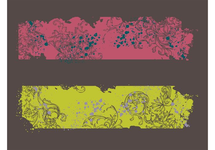 textures templates swirls swirling stickers spring sketches plants painting paint nature labels grunge flowers floral drops 
