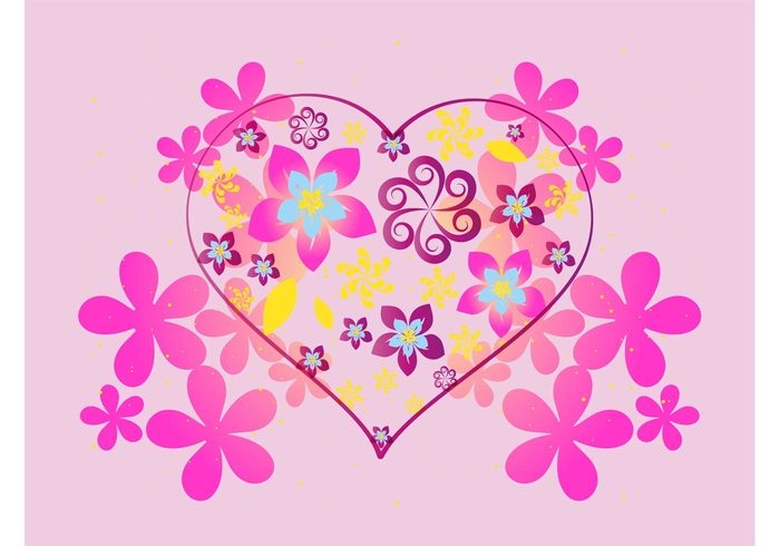 valentines day swirls spring romance plants petals nature love flowers dots blossom 