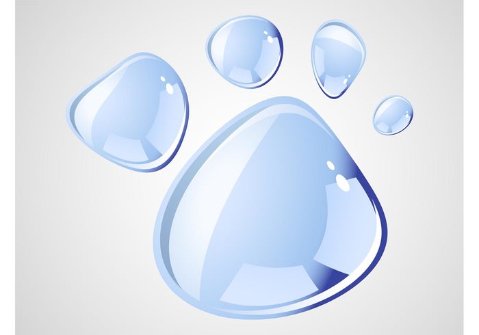 wet water tears sticker rain Paw vector paw logo liquid icon Fluid drops dew decorative decorations decal animal 