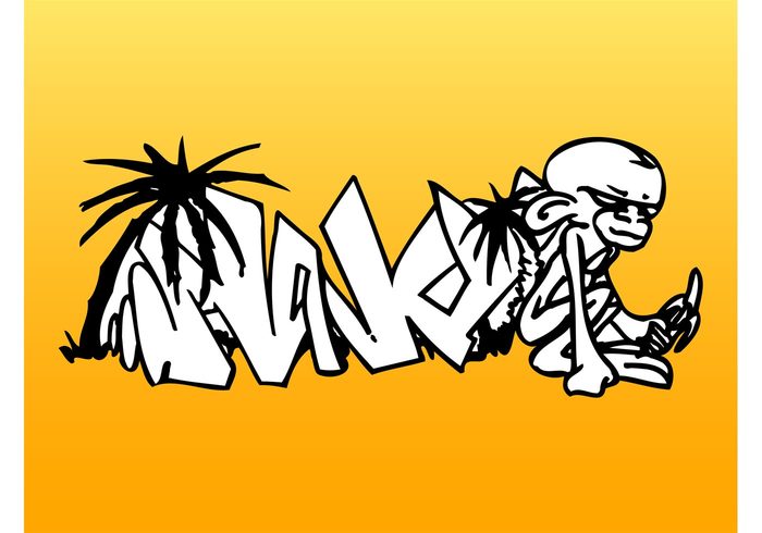 word urban text Street Art palms monkey jungle Graffiti piece graffiti city character cartoon banana animal 