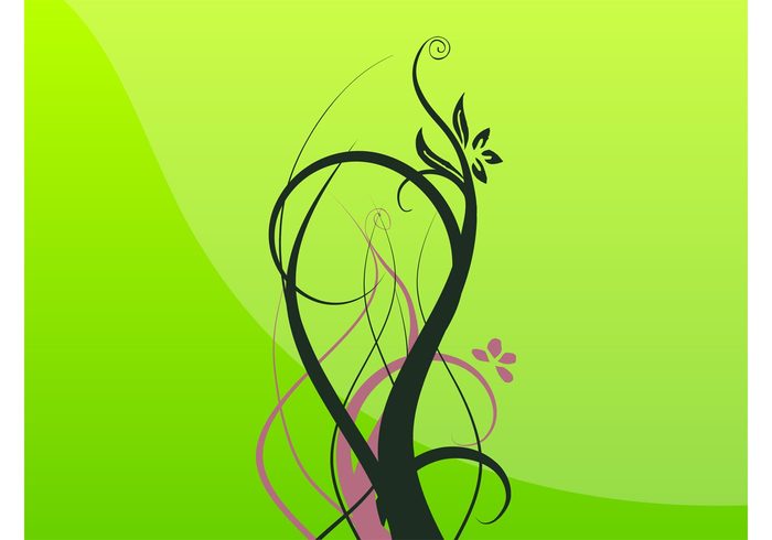 Stems spring silhouettes scrolls plants natural lines leaves flowers floral decorative decorations curves curved 
