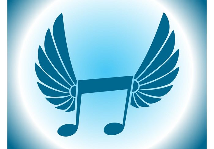 wings winged symbol notes musical symbol music logo icon flying fly 