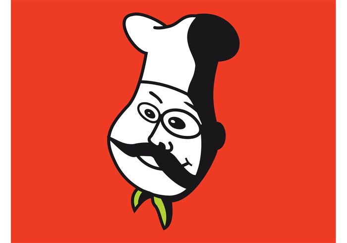sticker restaurant portrait mustache Meals mascot logo icon head food face cook comic Chef’s hat character cartoon 