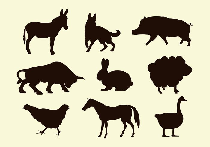 wool village symbol silhouette sheep rabbit pig pets Neat nature natural meat isolated illustrations horse farm element duck donkey Domestic dog chicken cattle bull animals animal agriculture 
