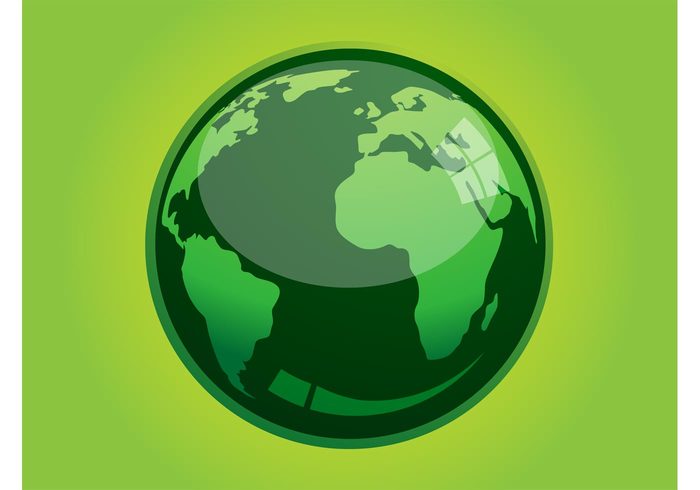 shiny planet nature logo icon glossy globe ecology eco earth continents 3d 