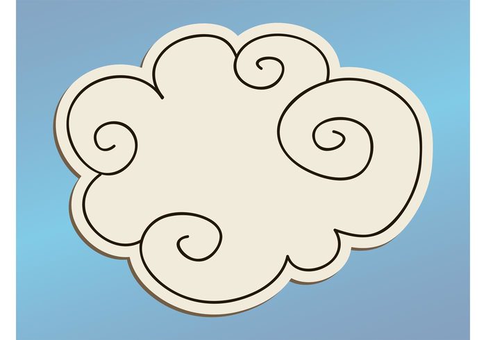 weather swirls Sticker banner spirals sky nature lines icon fluffy climate cartoon 