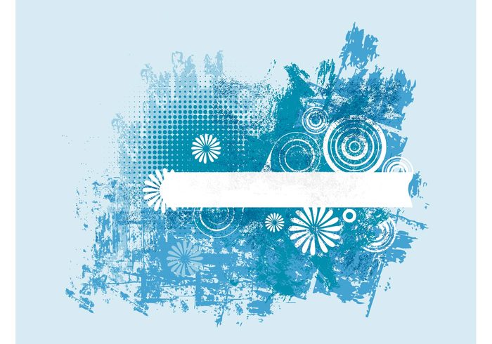 vector design stained splatter plants petals grunge flowers dirty circles blue blossom bloom banner abstract 