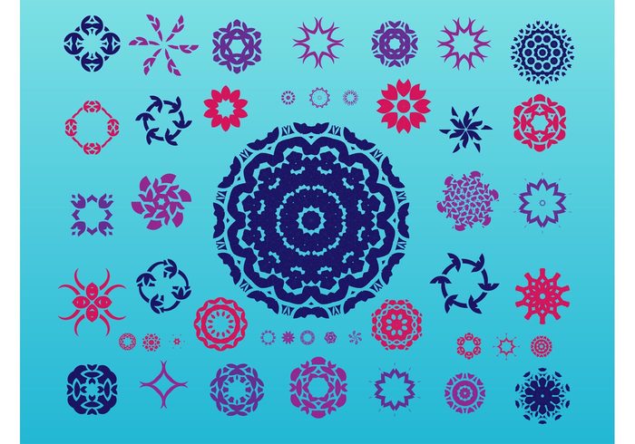 Vector set Vector freebies sun icons geometric flower floral Design pack decoration clip art abstract 