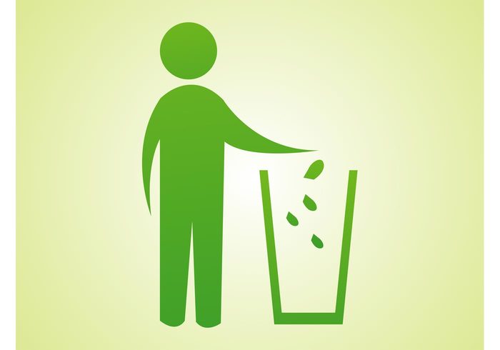waste trash bin symbol silhouette sign person man logo litter Garbage can ecology eco clean 
