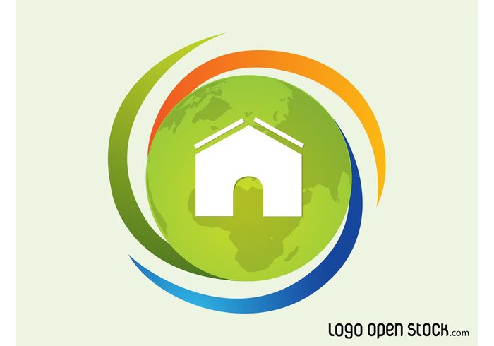 world planet logo icon house home globe geography ecology eco earth continents 
