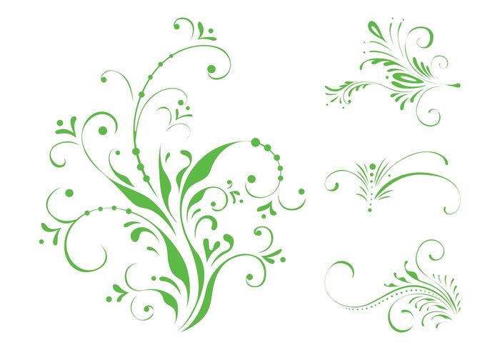 swirls swirling Stems spring silhouettes scrolls plants nature leaves flowers floral dots decorations 