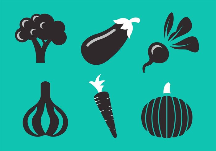 vegetables symbol silhouette pumpkin onion leaf Healthy garden food flat eggplant decorative colorful collection carrot broccoli isolated broccoli 