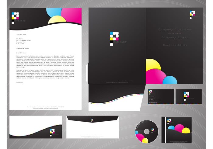 Visual identity template packaging logos layout kit identity folder element Dtp corporate business cards branding 