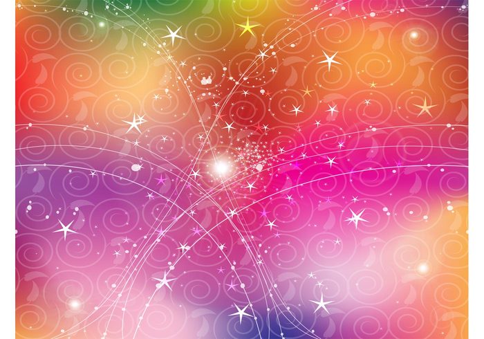 swirl stars sparkle scrolls Rainbow vector rainbow psychedelic gradient mesh gradient dots curves colorful circle abstract 
