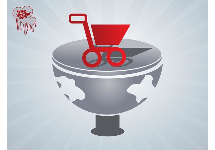 trade store stand shopping cart shopping shop round logo icon commerce 