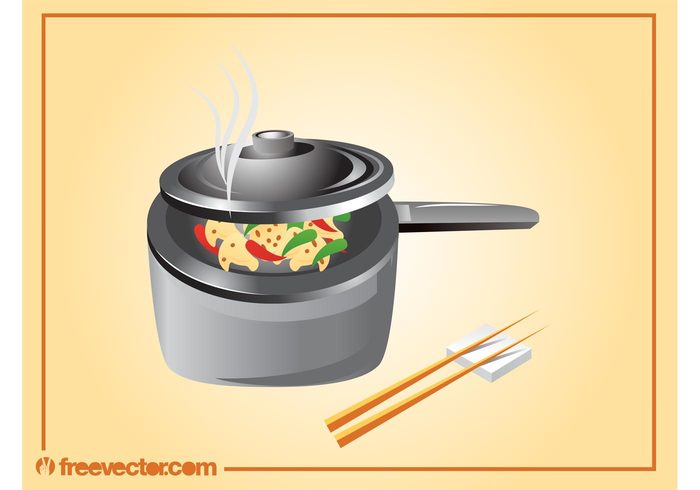 Tasty steam shiny restaurant pot metal meal Japanese japan food Cuisine cooking cook chopsticks chinese china cartoon Asian asia 