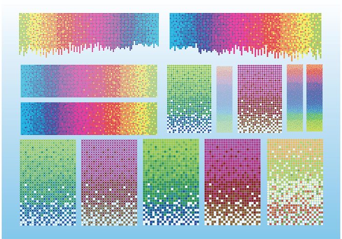 yellow sky shape rainbow pixels pixel pink lot green dots Colour colors blue background backdrop abstract 