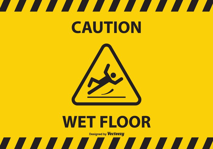 yellow wet floor wet warning vector stick Slippery Slip silhouette sign safety Prevention prevent precaution people Nobody men maintenance isolated indoors illustration floor falling danger Cleaner clean caution black Beware background Accident 