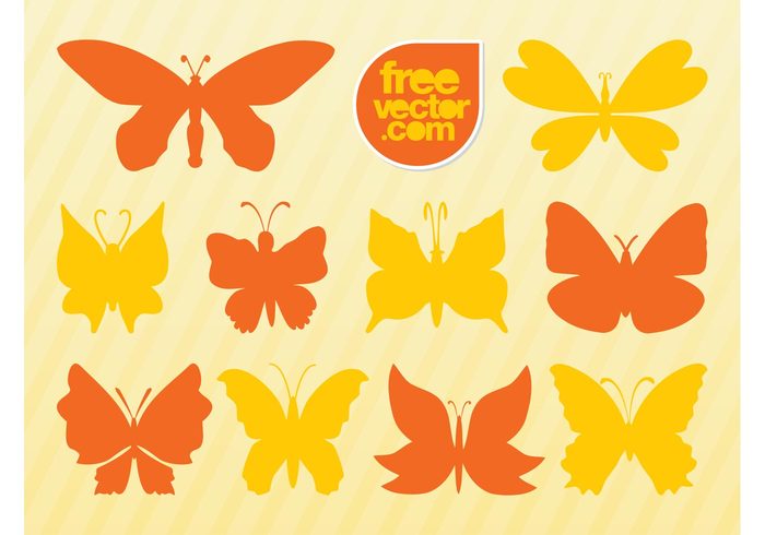 wings stickers spring silhouettes nature insects icons fauna butterfly butterflies antennas animals 