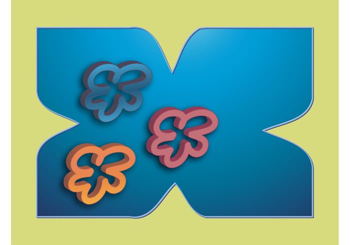 x three-dimensional stylized shapes petals outline minimal flowers Design Elements colors colorful abstract 3d 