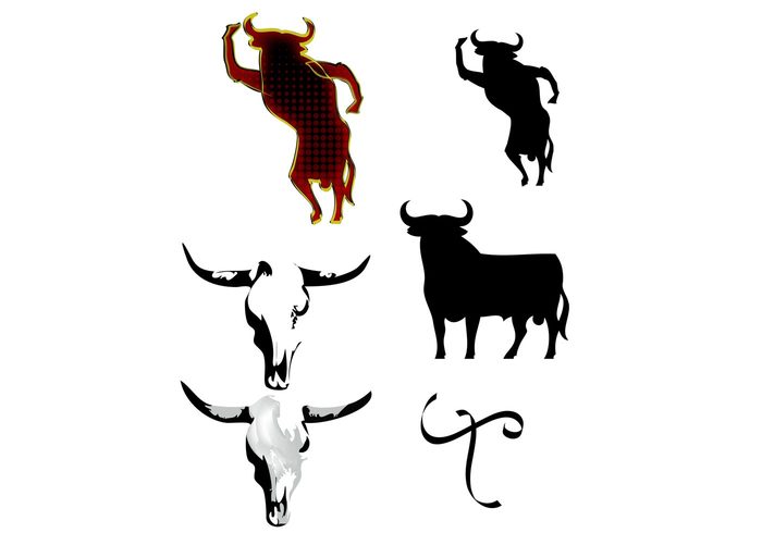 steer spanish skull silhouette horns flamenco bull animal 