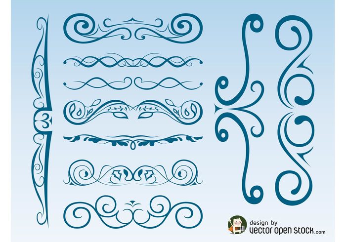 waves swirls swirling spring spirals nature lines leaves flourishes decorative decorations 