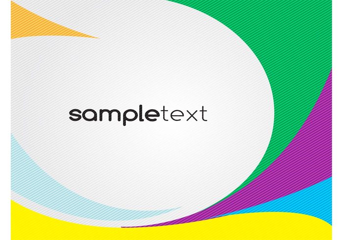 yellow swoosh swirl spiral shapes sample text purple green design curves colorful blue backdrop abstract 