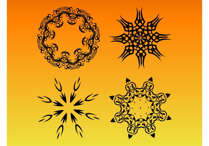 tattoo swirls snowflake round Rosette ornaments logo flower festive decorative decoration circle celtic badge 