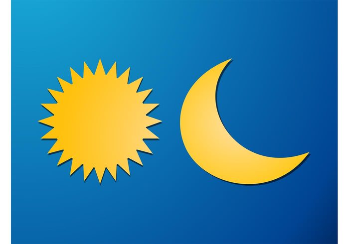 weather sun sky rays night nature moon logos icons day crescent moon 