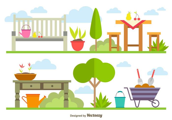 watering tree summer spring sky silhouette set season plant Outdoor nature illustration icon grass gardening garden flower environment ecology drawing cloud cartoon background 
