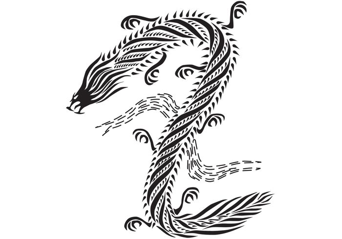 white tattoo fire fantasy dragon chinese black animal 