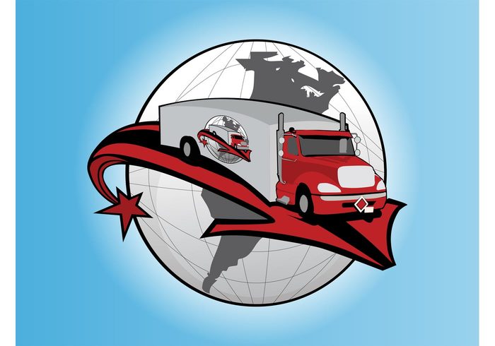 world vehicle truck transportation transport transit template planet logo icon earth driving drive cargo arrows abstract 
