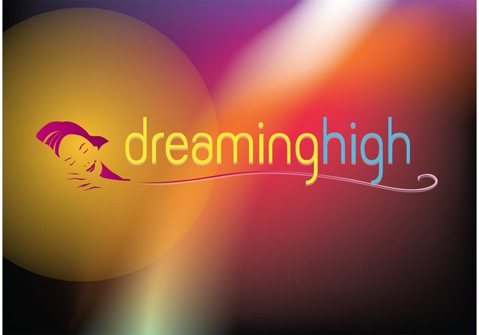 woman Vector Logo mesh background logo design icon girl fantasy dreaming dream colorful backdrop 