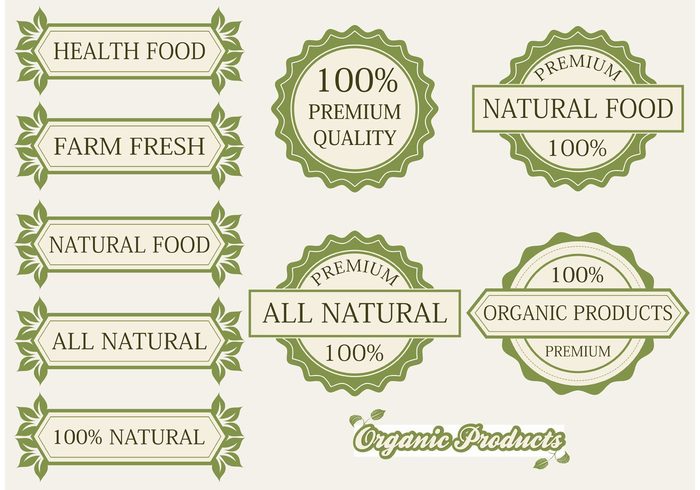 vector labels vector badges Organic Products organic Natyral Products natural labels badges 