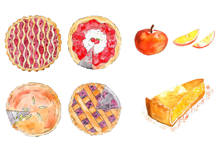 white watercolor view top texture strawberry stains splash sketch pie pastry painted isolated Homemade hand golden fruit fresh food dish dessert crust crunchy cranberry cherry brown Berry bakery baked background apple pies apple pie apple 