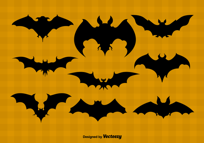 wing vampire silhouette shape set seasonal scary orange horror holiday halloween Gothic flying fly Fear evil dark collection black bat animal 