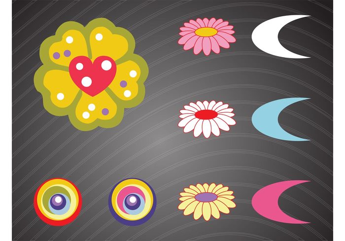 shape round petal nature luck leaves flower floral curved colors clover circles bright abstract 