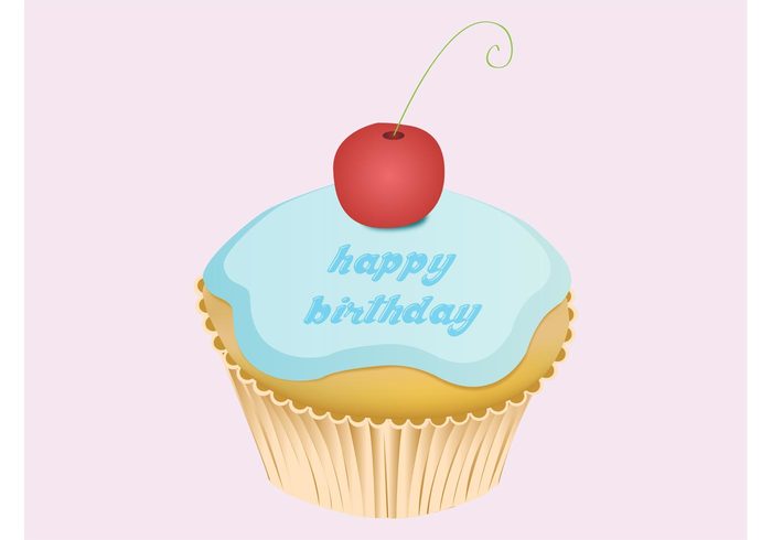 text Tasty sweet sugar holiday happy greetings fruit Frosting food eat dessert cupcake cherry birthday card birthday bakery 