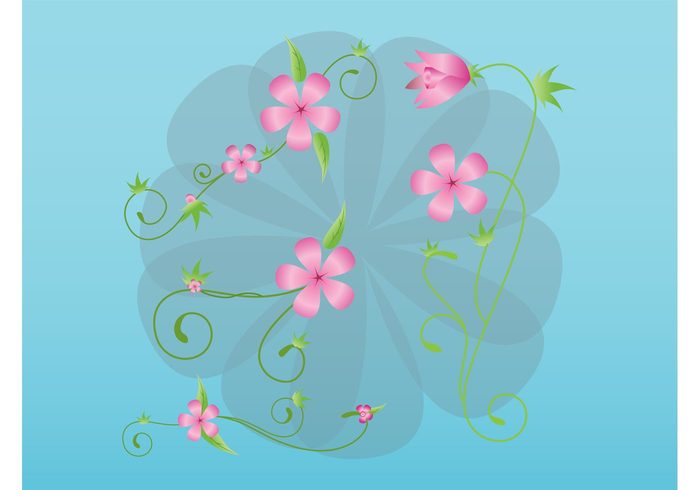 vector flowers swirls swirling Stems spring silhouette romantic plants petals leaves icon flower vectors floral delicate 
