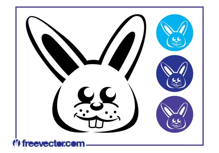 Smile round rabbit icons happy circles bunny Bunnies badges animals animal 