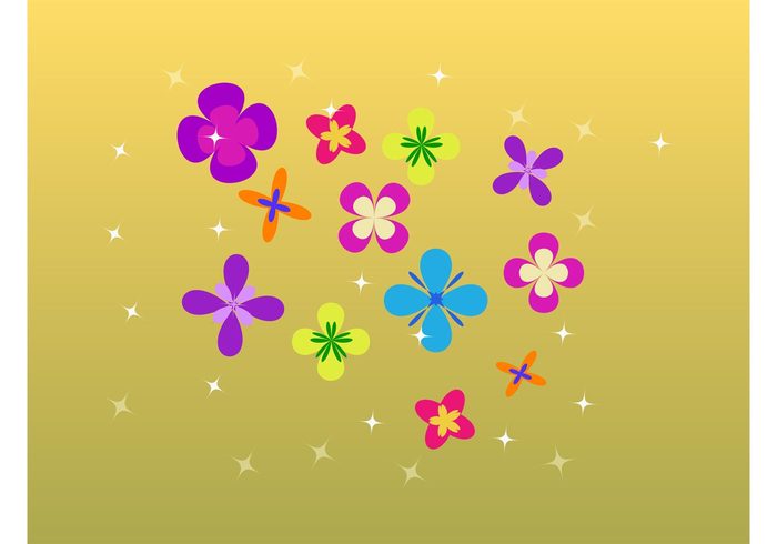 sweet stylized sixties Simplified shines seventies plant pattern nature vector minimal flower power flower floral cute colors bright 